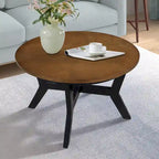 Table basse ronde en bois de 32 pouces pour salon, tables basses circulaires en bois de style Mid-Century ou Ferme pour appartement, montage facile