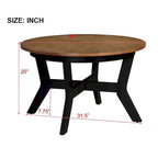 Table basse ronde en bois de 32 pouces pour salon, tables basses circulaires en bois de style Mid-Century ou Ferme pour appartement, montage facile