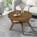 Table basse ronde en bois de 32 pouces pour salon, tables basses circulaires en bois de style Mid-Century ou Ferme pour appartement, montage facile