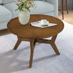 Table basse ronde en bois de 32 pouces pour salon, tables basses circulaires en bois de style Mid-Century ou Ferme pour appartement, montage facile