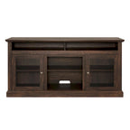 Meuble TV moderne Meuble de télévision Meuble console moderne pour TV jusqu'à 65 pouces avec porte vitrée et espaces de rangement ouverts et fermés