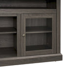 Meuble TV moderne Meuble de télévision Meuble console moderne pour TV jusqu'à 65 pouces avec porte vitrée et espaces de rangement ouverts et fermés