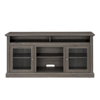 Meuble TV moderne Meuble de télévision Meuble console moderne pour TV jusqu'à 65 pouces avec porte vitrée et espaces de rangement ouverts et fermés