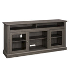 Meuble TV moderne Meuble de télévision Meuble console moderne pour TV jusqu'à 65 pouces avec porte vitrée et espaces de rangement ouverts et fermés
