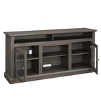 Meuble TV moderne Meuble de télévision Meuble console moderne pour TV jusqu'à 65 pouces avec porte vitrée et espaces de rangement ouverts et fermés