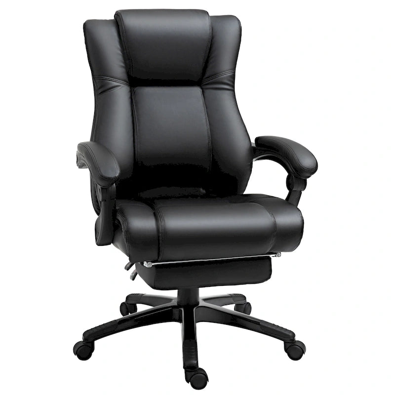 Fauteuil de bureau exécutif à dossier haut Chaise de bureau d'ordinateur exécutive avec hauteur réglable et repose-pieds escamotable