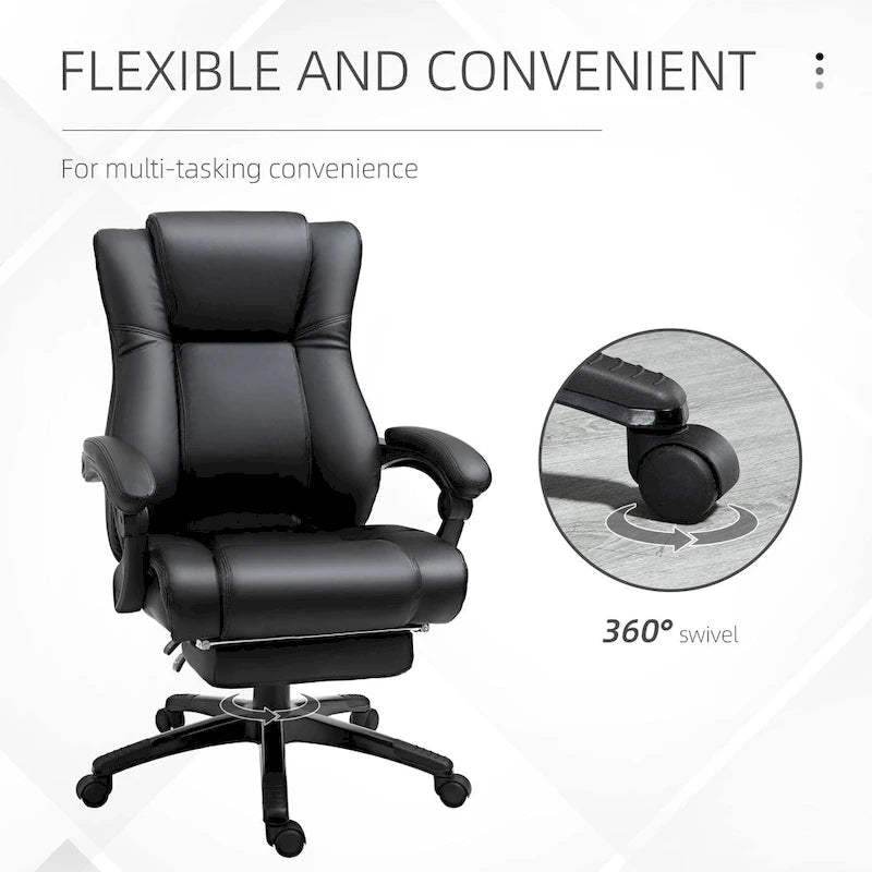 Fauteuil de bureau exécutif à dossier haut Chaise de bureau d'ordinateur exécutive avec hauteur réglable et repose-pieds escamotable