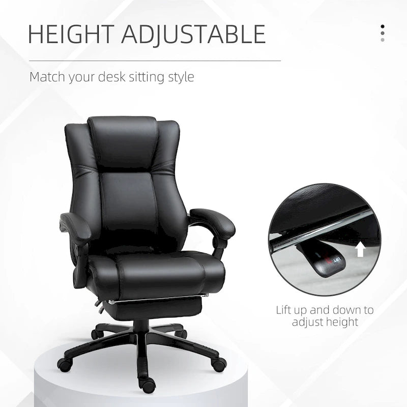 Fauteuil de bureau exécutif à dossier haut Chaise de bureau d'ordinateur exécutive avec hauteur réglable et repose-pieds escamotable