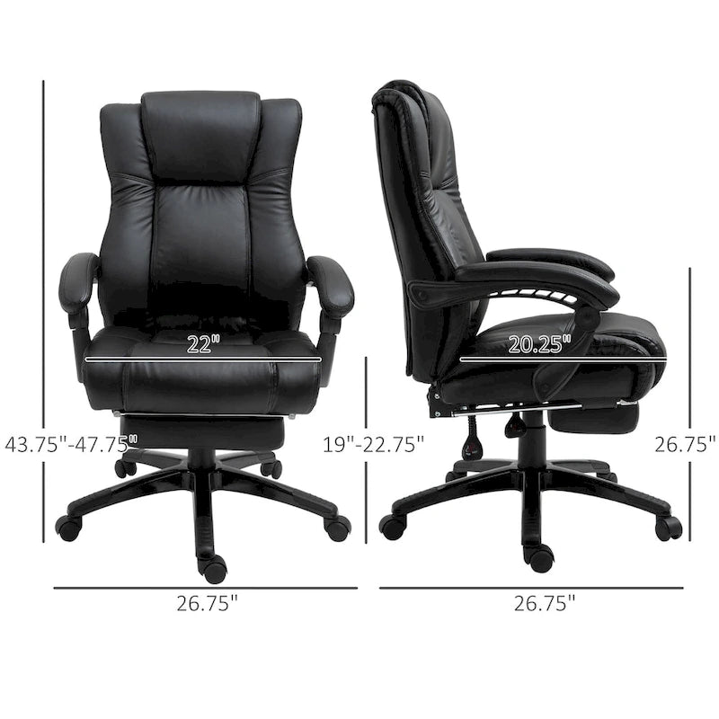 Fauteuil de bureau exécutif à dossier haut Chaise de bureau d'ordinateur exécutive avec hauteur réglable et repose-pieds escamotable