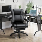 Fauteuil de bureau exécutif à dossier haut Chaise de bureau d'ordinateur exécutive avec hauteur réglable et repose-pieds escamotable