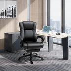 Fauteuil de bureau exécutif à dossier haut Chaise de bureau d'ordinateur exécutive avec hauteur réglable et repose-pieds escamotable