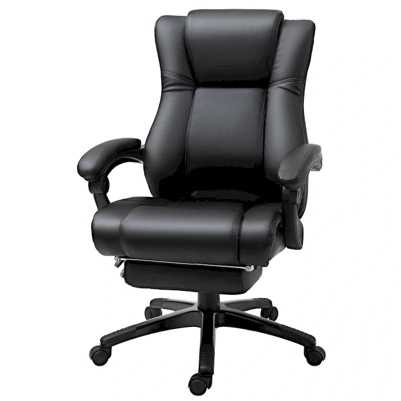 Fauteuil de bureau exécutif à dossier haut Chaise de bureau d'ordinateur exécutive avec hauteur réglable et repose-pieds escamotable