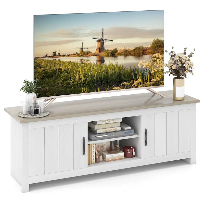 Meuble TV de ferme pour téléviseurs jusqu'à 65 pouces Console média avec