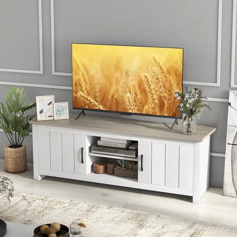Meuble TV de ferme pour téléviseurs jusqu'à 65 pouces Console média avec