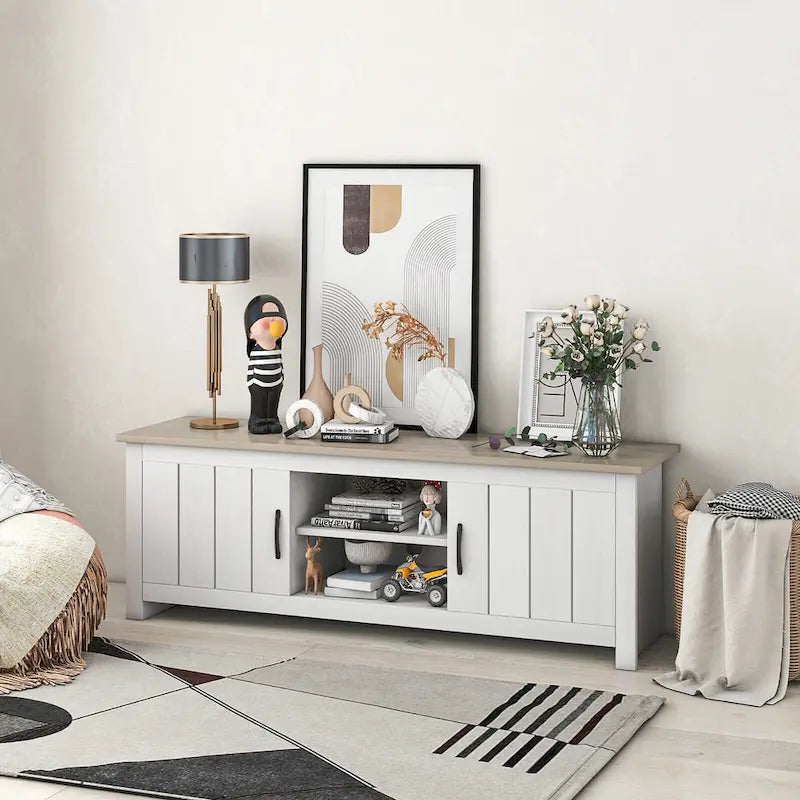 Meuble TV de ferme pour téléviseurs jusqu'à 65 pouces Console média avec