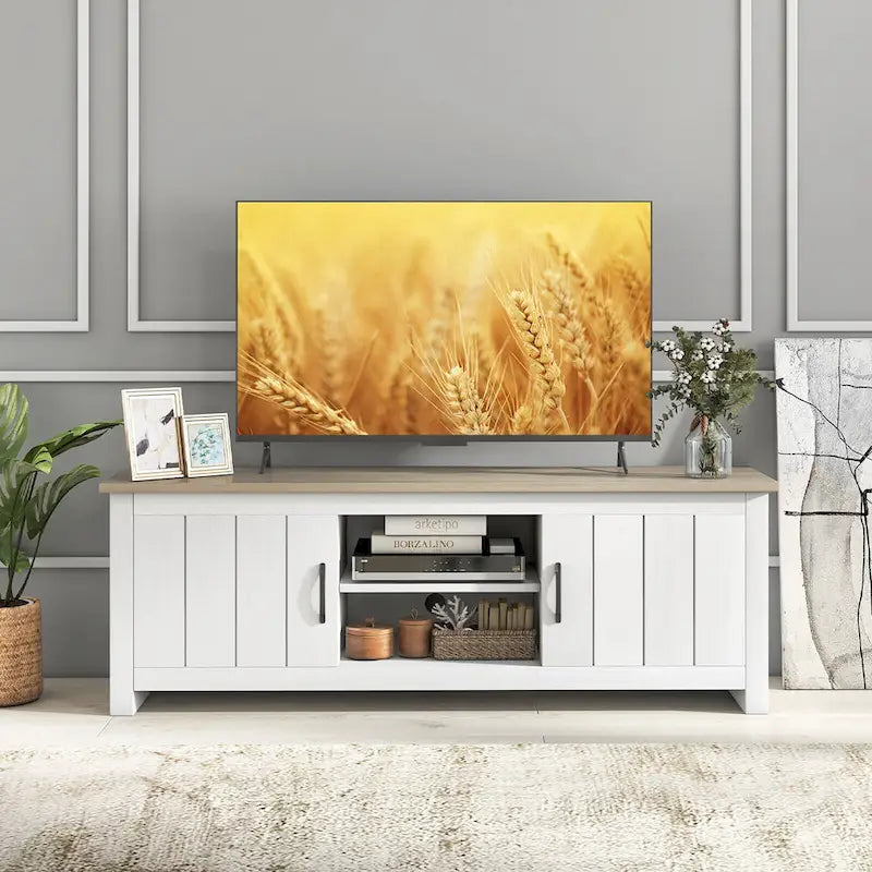 Meuble TV de ferme pour téléviseurs jusqu'à 65 pouces Console média avec