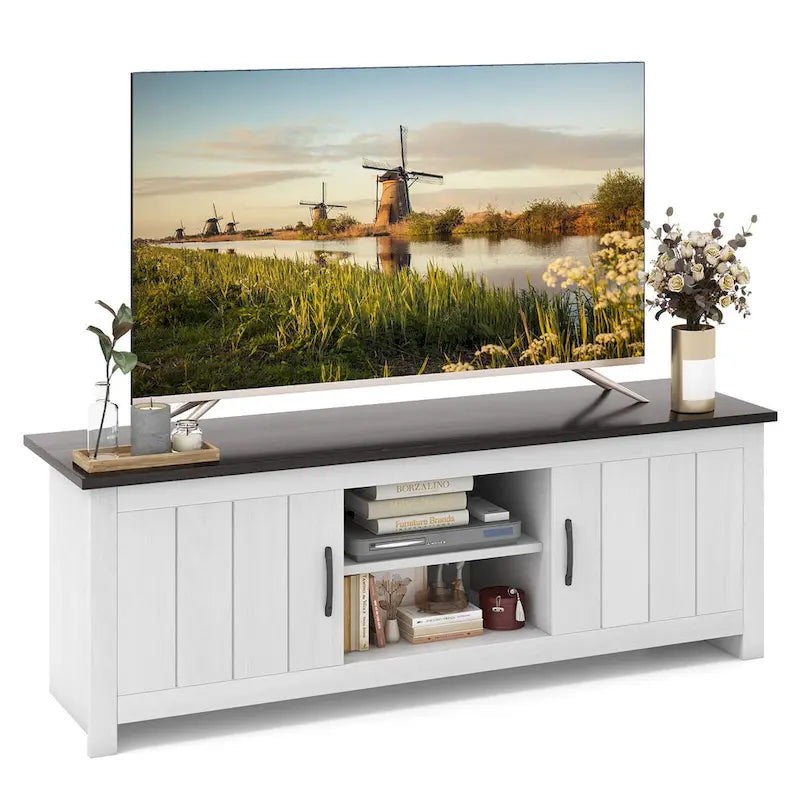 Meuble TV de ferme pour téléviseurs jusqu'à 65 pouces Console média avec