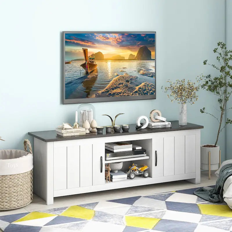 Meuble TV de ferme pour téléviseurs jusqu'à 65 pouces Console média avec