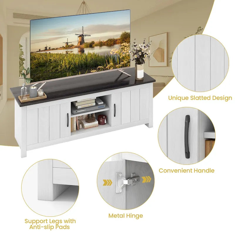 Meuble TV de ferme pour téléviseurs jusqu'à 65 pouces Console média avec
