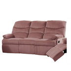 Canapé inclinable manuel, velours rose pâle, bois massif, 73 pouces