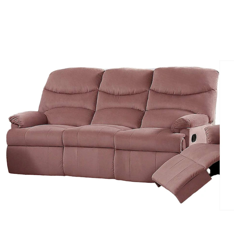 Canapé inclinable manuel, velours rose pâle, bois massif, 73 pouces