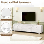 Meuble TV de rangement moderne avec 2 armoires à rebond, 2 tiroirs et 5 pieds ronds pour salon et chambre
