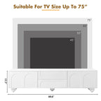 Meuble TV de rangement moderne avec 2 armoires à rebond, 2 tiroirs et 5 pieds ronds pour salon et chambre