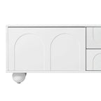 Meuble TV de rangement moderne avec 2 armoires à rebond, 2 tiroirs et 5 pieds ronds pour salon et chambre