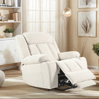 Fauteuil inclinable releveur électrique en velours flocon de neige avec repose-pieds étendu