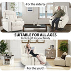 Fauteuil inclinable releveur électrique en velours flocon de neige avec repose-pieds étendu