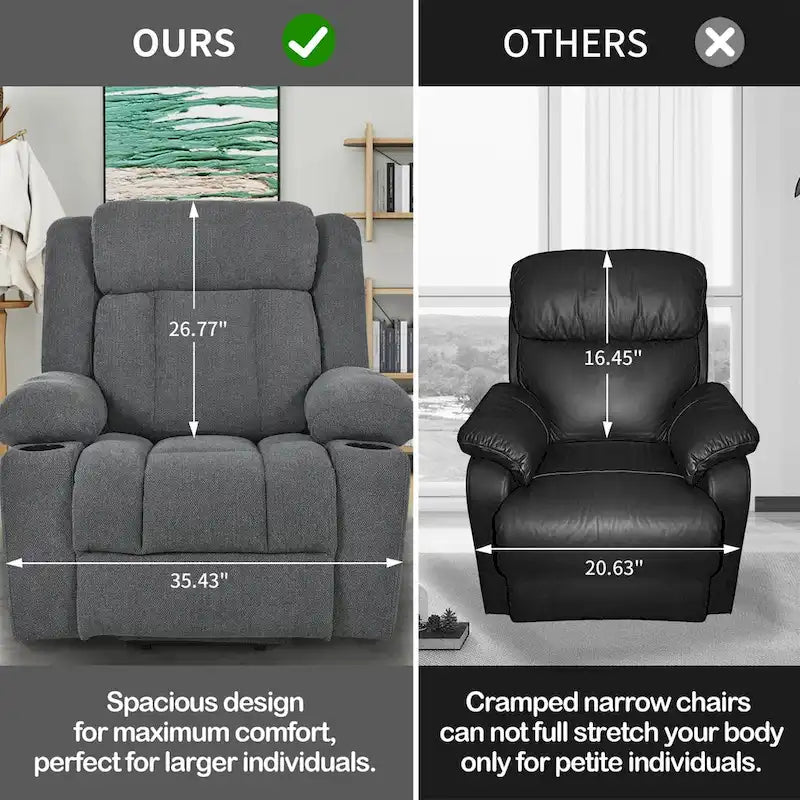 Fauteuil inclinable releveur électrique en velours flocon de neige avec repose-pieds étendu