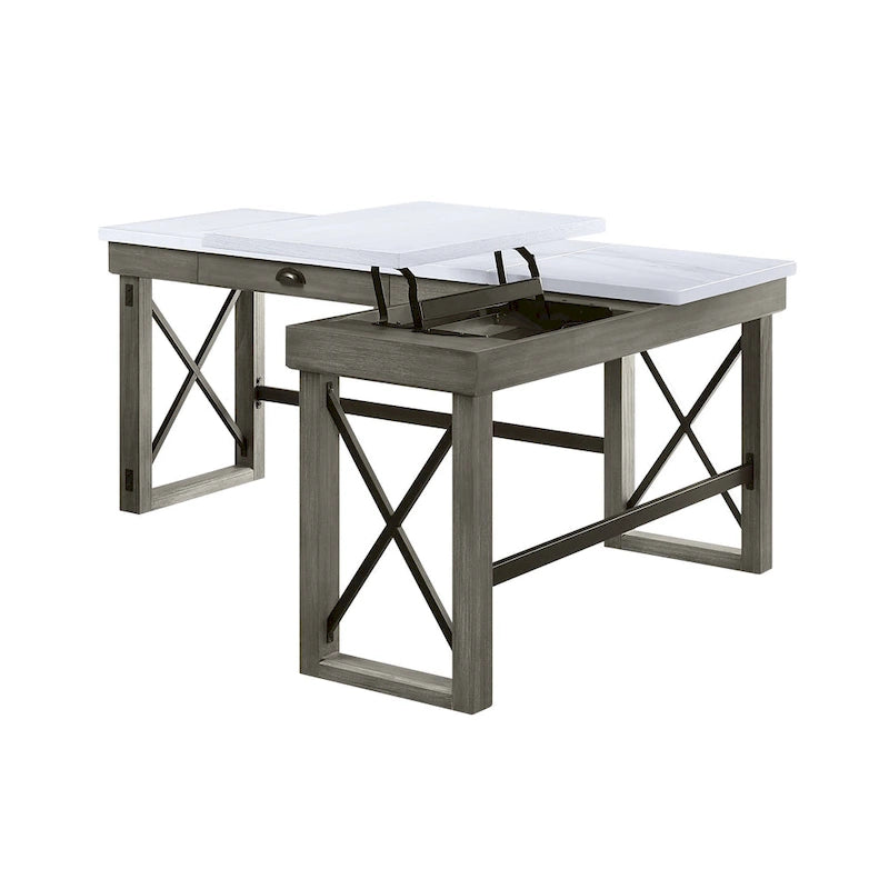 Bureau à dessus relevable Talmar en marbre finition gris patiné