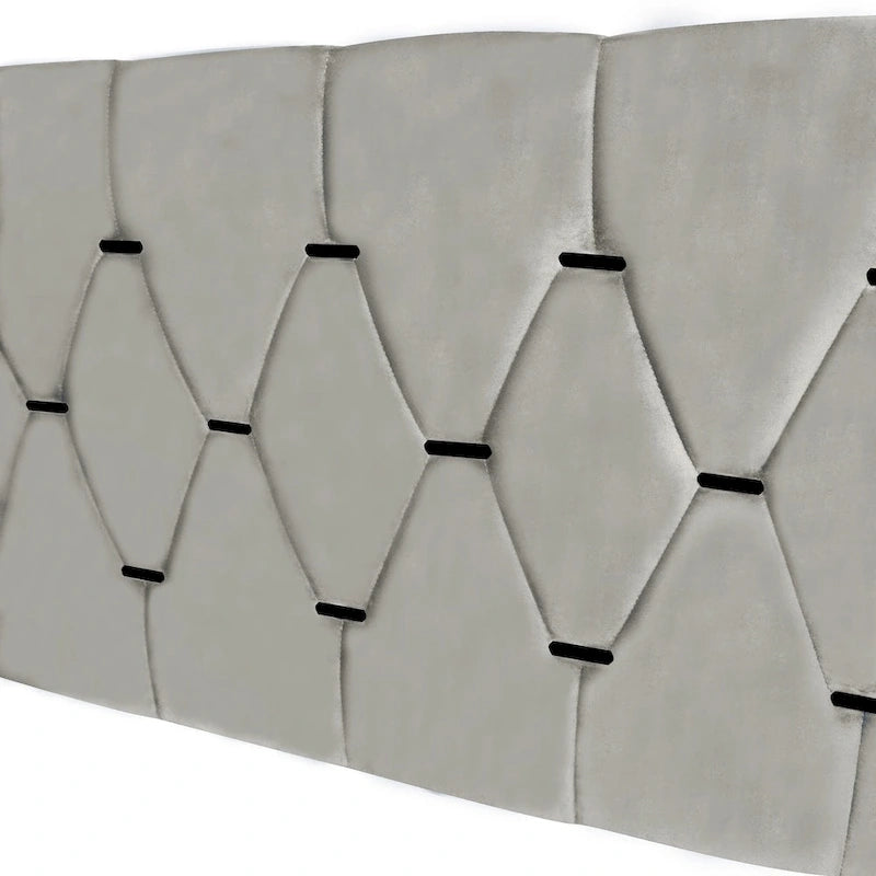 Lit plate-forme Queen Size avec tête de lit capitonnée dorée avec lit gigogne et tiroirs de rangement (capacité de 272 kg)