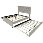 Lit plate-forme Queen Size avec tête de lit capitonnée dorée avec lit gigogne et tiroirs de rangement (capacité de 272 kg)