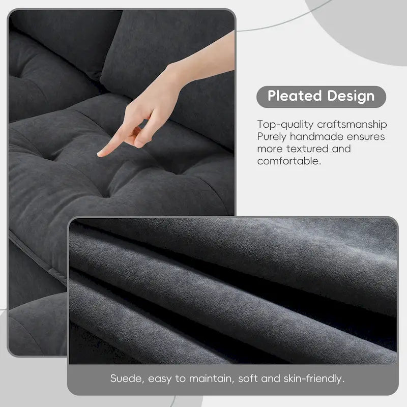 Canapé d'angle modulable 4 places gris 100 avec ottoman amovible et coussins assortis, parfait pour le salon