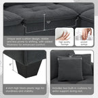 Canapé d'angle modulable 4 places gris 100 avec ottoman amovible et coussins assortis, parfait pour le salon