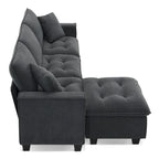 Canapé d'angle modulable 4 places gris 100 avec ottoman amovible et coussins assortis, parfait pour le salon