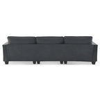 Canapé d'angle modulable 4 places gris 100 avec ottoman amovible et coussins assortis, parfait pour le salon