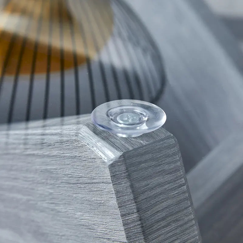 Table basse ronde moderne de 33,4 po avec plateau en verre trempé transparent et pieds en MDF pour le salon