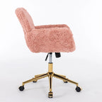 Chaise de bureau rembourrée et piètement en métal doré