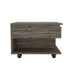 Table basse relevable rectangulaire en bois manufacturé brun foncé de 22 po avec tiroir – 15,3 H x 21,6 L x 19,6 P