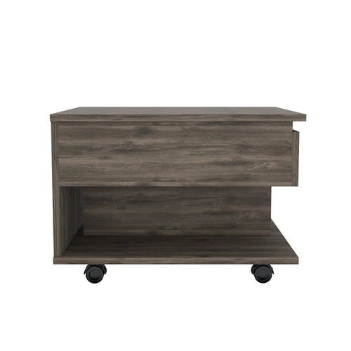 Table basse relevable rectangulaire en bois manufacturé brun foncé de 22 po avec tiroir – 15,3 H x 21,6 L x 19,6 P