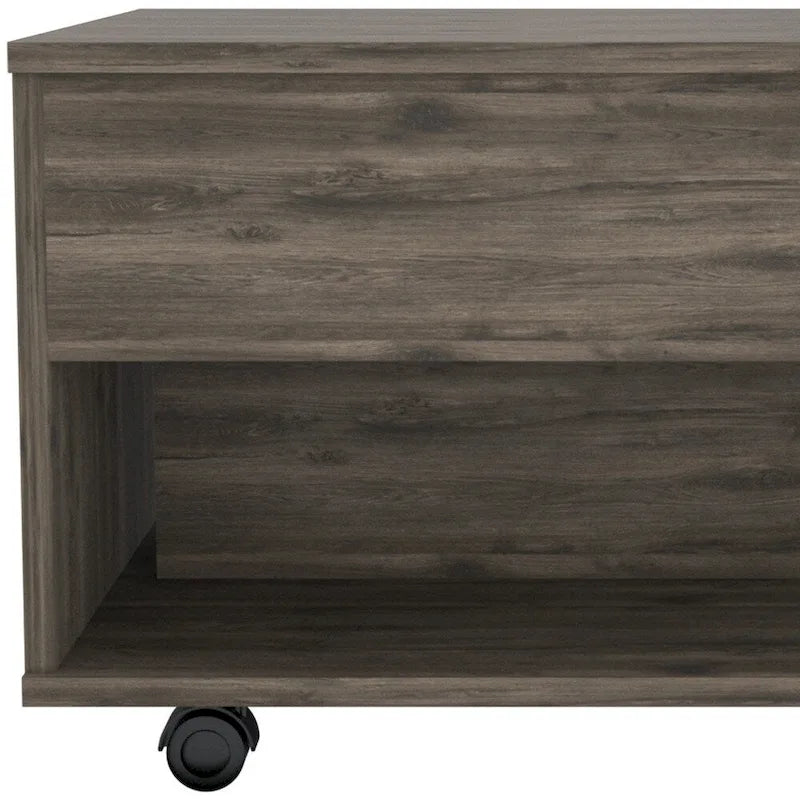 Table basse relevable rectangulaire en bois manufacturé brun foncé de 22 po avec tiroir – 15,3 H x 21,6 L x 19,6 P