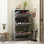 Meuble à chaussures moderne pour entrée, meuble à chaussures de sol à 2 niveaux