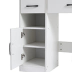 Coiffeuse avec miroir lumineux, 3 tiroirs et armoire de rangement