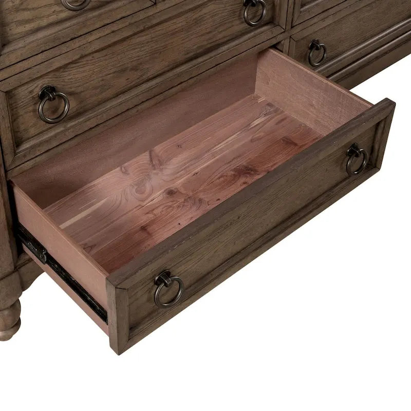 Commode Americana Farmhouse à 9 tiroirs taupe poudré