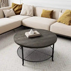 Table basse industrielle ronde avec roulettes