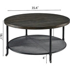 Table basse industrielle ronde avec roulettes