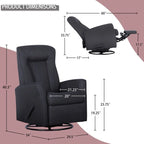 Fauteuil inclinable pivotant de 29,5 po de largeur, fauteuil inclinable, causeuse inclinable