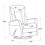 Fauteuil inclinable pivotant de 29,5 po de largeur, fauteuil inclinable, causeuse inclinable